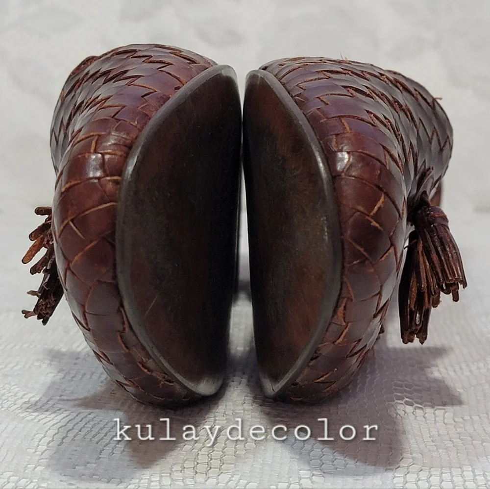 Vintage Pappagallo Woven Leather Tassel Classic Flats Brown Slipon Loafers 9.5 - Picture 6 of 16